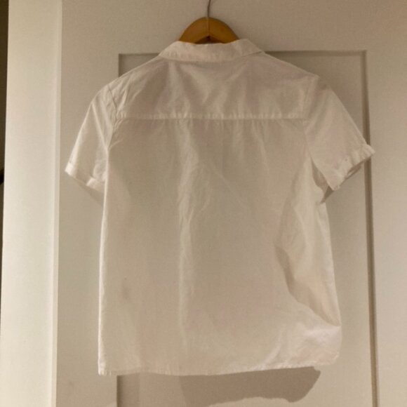 Jennyfer Cropped White Collared Shirt with Emboridery Flowers - Picture 3 of 8